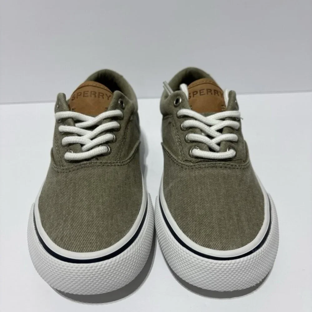 Sperry Men’s Sc Striper SW Twill Olive Sneakers, Size 4.5 M